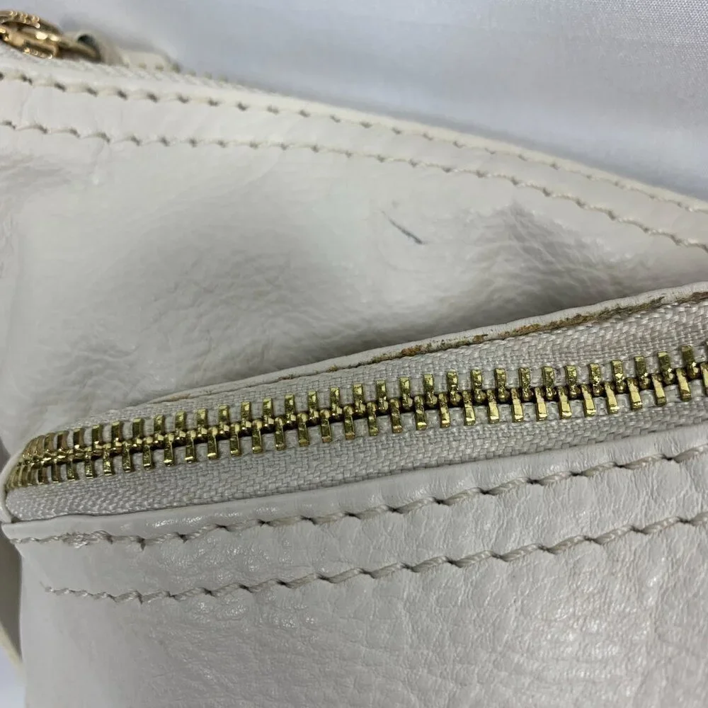 Kooba Stratford White Leather Hobo Triple Compartment Crossbody Bag 9"x9.5" - Picture 7 of 12